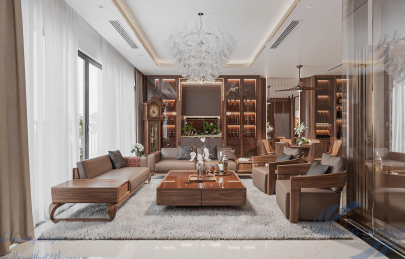 Thiết kế nội thất gỗ Walnut tại Vinhomes Riverside